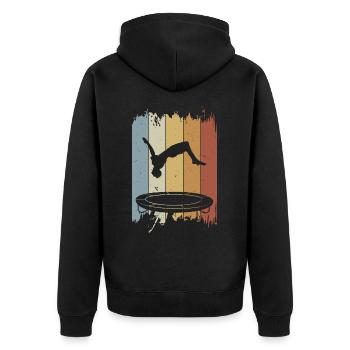 Trampolin Vintage Jump Trampolinturnen Springen - Unisex Premium Bio Zip Hoodie - Schwarz - Hinten - Nico (187cm)