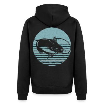 Retro Wels Vintage Wels - Unisex Premium Bio Zip Hoodie - Schwarz - Hinten - Nico (187cm)