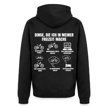 Dinge Die Ich In Meiner Freizeit Mache Fahrrad - Unisex Premium Bio Zip Hoodie - Schwarz - Hinten - Nico (187cm)
