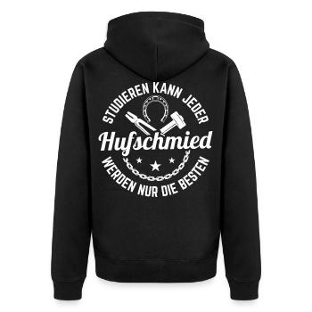 Hufschmied werden die Besten Hufeisen Schmied - Unisex Premium Bio Zip Hoodie - Schwarz - Hinten - Nico (187cm)