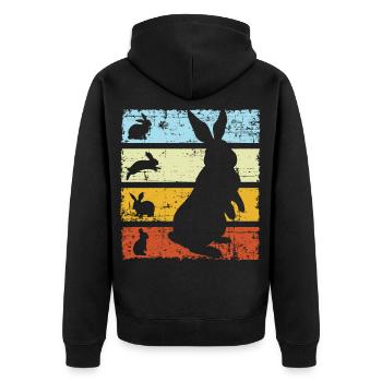Rabbit Retro - Unisex Premium Bio Zip Hoodie - Schwarz - Hinten - Nico (187cm)