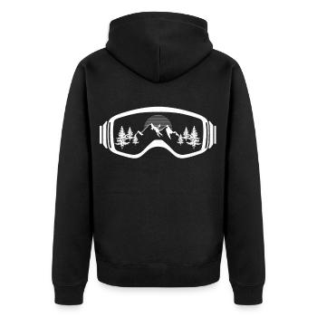 Touring Ski Skibrille Berge - Unisex Premium Bio Zip Hoodie - Schwarz - Hinten - Nico (187cm)