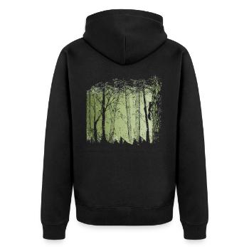 Squirrel In Forest - Unisex Premium Bio Zip Hoodie - Schwarz - Hinten - Nico (187cm)