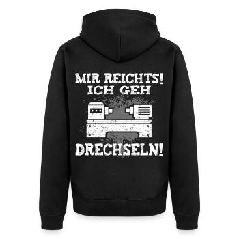 Mir reicht's ich geh Drechseln Drechsler - Unisex Premium Bio Zip Hoodie - Schwarz - Hinten - Nico (187cm)