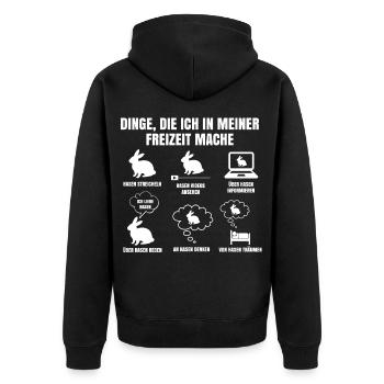 Dinge Die Ich In Meiner Freizeit Mache Hasen Hase - Unisex Premium Bio Zip Hoodie - Schwarz - Hinten - Nico (187cm)