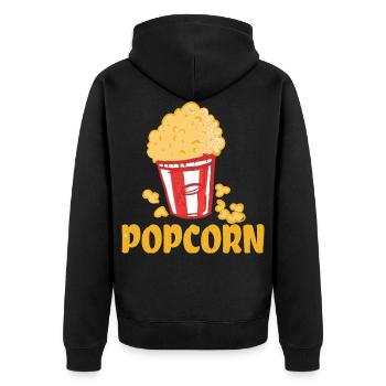 popcorn - Unisex Premium Organic Zip Hoodie - black - Back - Nico (187cm)