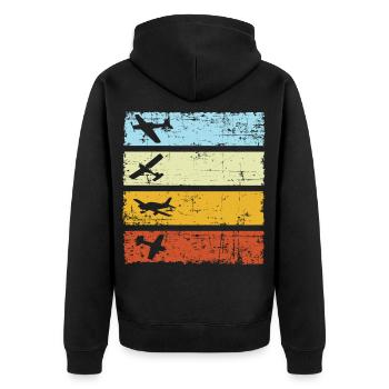 Modellflug Modellflieger retro vintage Modellflug - Unisex Premium Bio Zip Hoodie - Schwarz - Hinten - Nico (187cm)