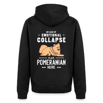 Place Pomeranian Here Dwarf Spitz Dog Owner - Unisex Premium Bio Zip Hoodie - Schwarz - Hinten - Nico (187cm)