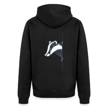 Süßes Dachs Geschenk - Unisex Premium Bio Zip Hoodie - Schwarz - Hinten - Nico (187cm)