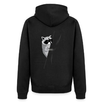 Waschbär Panda Raccoon maskierter Bandit - Unisex Premium Bio Zip Hoodie - Schwarz - Hinten - Nico (187cm)