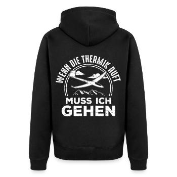 Segelfliegen Wenn die Thermik Ruft Muss Ich Gehen - Unisex Premium Bio Zip Hoodie - Schwarz - Hinten - Nico (187cm)