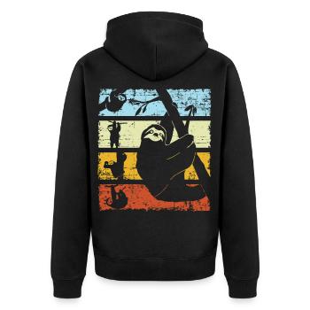 Vintage Retro Paresseux Silhouette - Veste à capuche bio Premium Unisexe - noir - Dos - Nico (187cm)