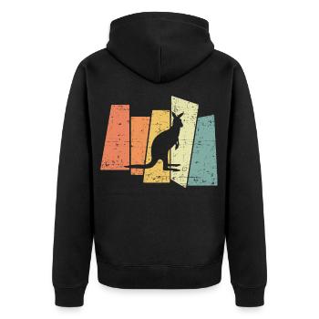 Vintage Retro Kangaroo Marsupial - Unisex Premium Organic Zip Hoodie - black - Back - Nico (187cm)