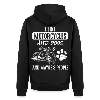I Like Motorbikes and Dogs and Maybe 3 People - Veste à capuche bio Premium Unisexe - noir - Dos - Nico (187cm)
