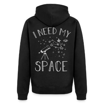I Need My Space Cosmology Astronomy Telescope - Unisex Premium Organic Zip Hoodie - black - Back - Nico (187cm)