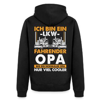 Vatertag Geschenk für LKW Fahrer Opa Geburtstag - Unisex Premium Bio Zip Hoodie - Schwarz - Hinten - Nico (187cm)