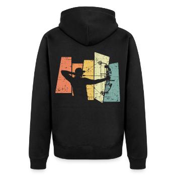 Archery Arrow Bow Vintage Retro - Unisex Premium Organic Zip Hoodie - black - Back - Nico (187cm)