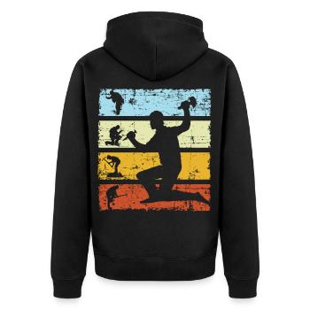 Rétro Vintage Géologiste Géology Stone Sunset - Veste à capuche bio Premium Unisexe - noir - Dos - Nico (187cm)