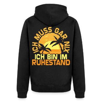 Rente Ruhestand - Unisex Premium Bio Zip Hoodie - Schwarz - Hinten - Nico (187cm)