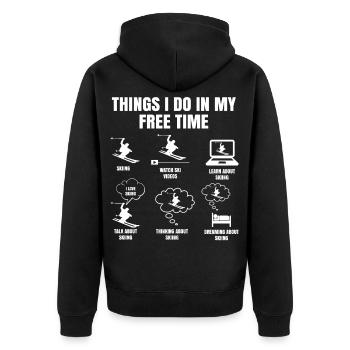 Things I Do in My Free Time Skiing - Unisex Premium Organic Zip Hoodie - black - Back - Nico (187cm)