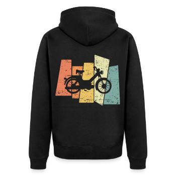 Retro Vintage Moped Moped Motorcycle Moped Rider - Unisex Premium Organic Zip Hoodie - black - Back - Nico (187cm)