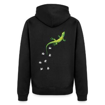 Gecko Eidechse Reptilien Terraristik - Unisex Premium Bio Zip Hoodie - Schwarz - Hinten - Nico (187cm)