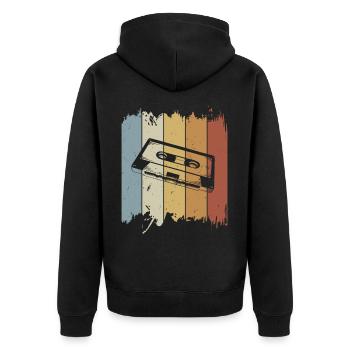 Retro Kassette Musik Oldschool Tape Mixtape - Unisex Premium Bio Zip Hoodie - Schwarz - Hinten - Nico (187cm)