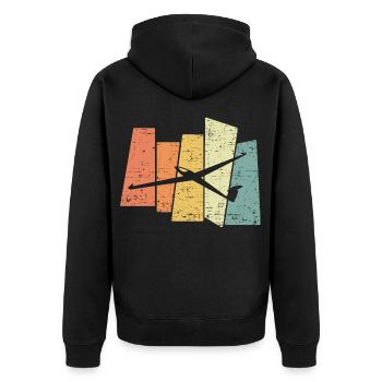 Retro Vintage Glider Glider Glider Gliding - Unisex Premium Organic Zip Hoodie - black - Back - Nico (187cm)