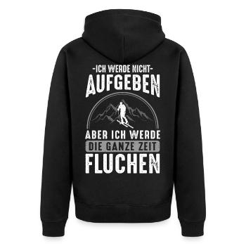 Ich werde nicht aufgeben aber fluchen Skitour - Unisex Premium Bio Zip Hoodie - Schwarz - Hinten - Nico (187cm)