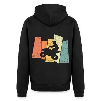 Retro Quad Rider ATV Quad Offroad DirtBike Vintage - Unisex Premium Organic Zip Hoodie - black - Back - Nico (187cm)