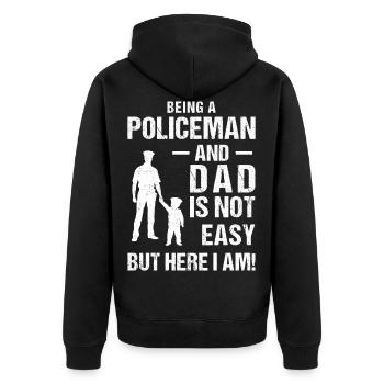 Being Policeman And Dad Is Not Easy But Here I Am - Veste à capuche bio Premium Unisexe - noir - Dos - Nico (187cm)