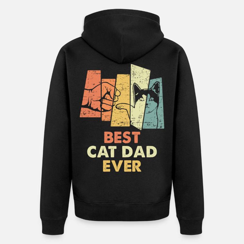Vintage Best Cat Dad Ever Bump Fit - Veste à capuche bio Premium Unisexe - noir