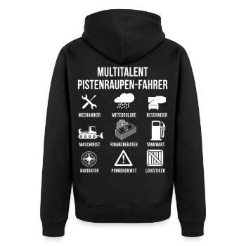 Multitalent Pistenraupe Pistenfahrzeug - Unisex Premium Bio Zip Hoodie - Schwarz - Hinten - Nico (187cm)