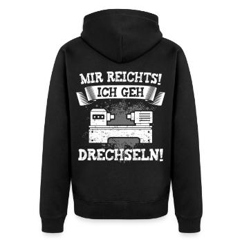 Mir reichts ich geh Drechseln Drechsler - Unisex Premium Bio Zip Hoodie - Schwarz - Hinten - Nico (187cm)