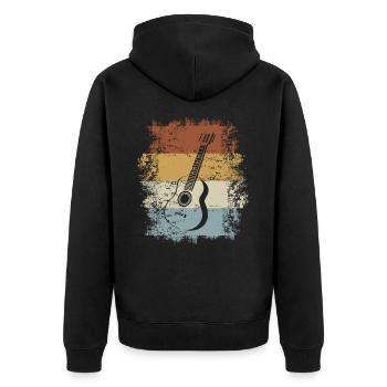 Gitarre Jahrgang Guitar Retro Vintage - Unisex Premium Organic Zip Hoodie - black - Back - Nico (187cm)