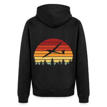 Retro glider glider gliding pilot - Unisex Premium Organic Zip Hoodie - black - Back - Nico (187cm)