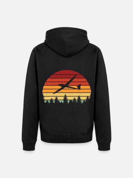 Retro Segelflugzeug Segelflieger Gleitflug Pilot - Premium økologisk unisex-hættejakke - sort