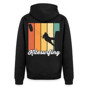 Kitesurfen Kiteboarding Kite Kiten - Unisex Premium Bio Zip Hoodie - Schwarz - Hinten - Nico (187cm)
