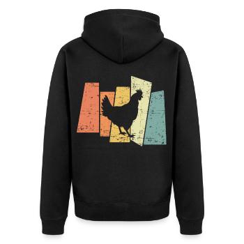 Retro Chicken I Chicken Farmer - Unisex Premium Organic Zip Hoodie - black - Back - Nico (187cm)
