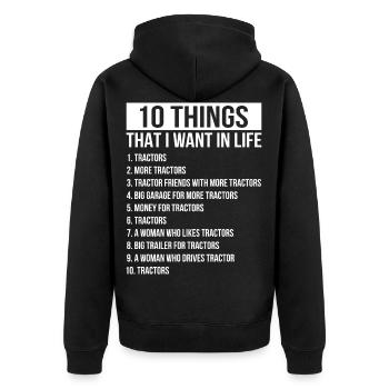 Things I Want In My Life Traktor Trecker - Unisex Premium Bio Zip Hoodie - Schwarz - Hinten - Nico (187cm)