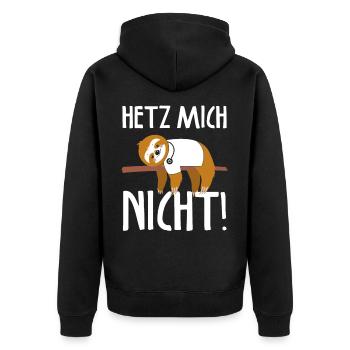 Hetz mich nicht Faultier Arzt Pflegekraft Pfleger - Unisex Premium Bio Zip Hoodie - Schwarz - Hinten - Nico (187cm)