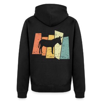 Retro Esel - Unisex Premium Bio Zip Hoodie - Schwarz - Hinten - Nico (187cm)