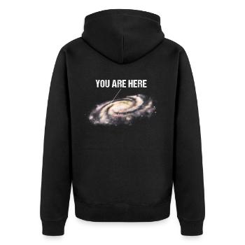 You Are Here Milky Way Universe Space Astronomy - Unisex Premium Bio Zip Hoodie - Schwarz - Hinten - Nico (187cm)