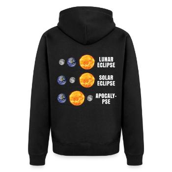 Astronomy Lunar Solar Eclipse Apocalypse - Unisex Premium Bio Zip Hoodie - Schwarz - Hinten - Nico (187cm)