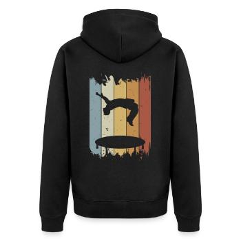 Retro Salto BackFlip Trampoline Freerunner Vintage - Unisex Premium Organic Zip Hoodie - black - Back - Nico (187cm)