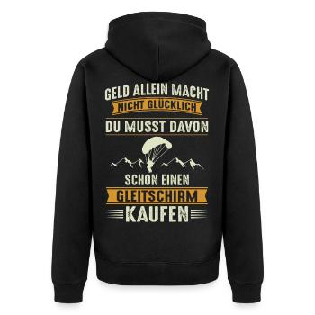 Gleitschirm Paragleiten Paragleiter Paragliding - Unisex Premium Bio Zip Hoodie - Schwarz - Hinten - Nico (187cm)