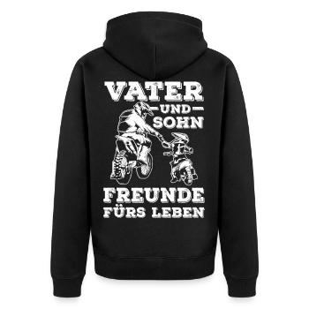 Motocross Vater Und Sohn Bike Motorrad Sohn - Unisex Premium Bio Zip Hoodie - Schwarz - Hinten - Nico (187cm)