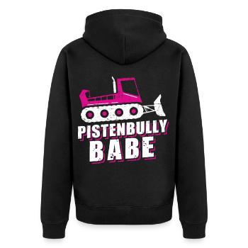 Pistenraupe Pistenfahrzeug Pisten Bully Babe - Unisex Premium Bio Zip Hoodie - Schwarz - Hinten - Nico (187cm)