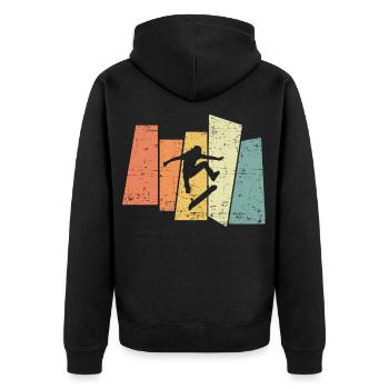 Retro Skater Skateboard Vintage - Unisex Premium Bio Zip Hoodie - Schwarz - Hinten - Nico (187cm)