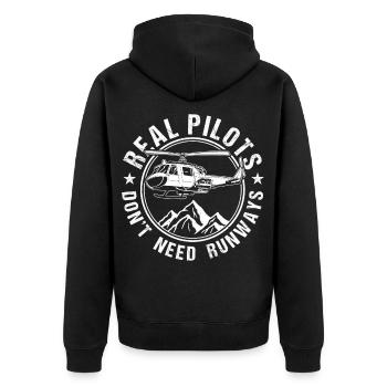Real Pilots Don't Need Runways Helicopter - Unisex Premium Organic Zip Hoodie - black - Back - Nico (187cm)